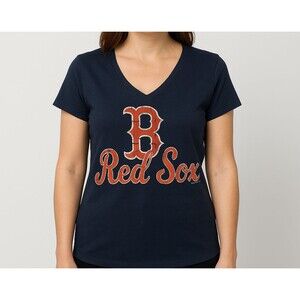 Boston Red Sox Women’s V-Neck T-Shirt by Concepts Sport – Navy Blue – Size M